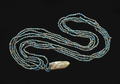 Necklace with Blue-glazed Quartz-Crystal Pendant
