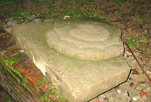 Photograph of the slab with lotus ornament bearing inscription . Taken at the Duy Xuyên Museum by Arlo Griffiths on .