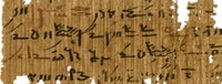 Fragmentary ancient Egyptian text written in the cursive demotic script in red and blank ink on papyrus.