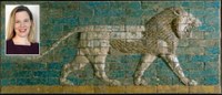 Clare Fitzgerald and Reconstructed panel of bricks with a striding lion Neo-Babylonian Period; Ishtar Gate Processional Way