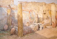 painting depicting ruins of pompeii