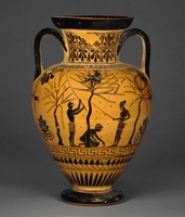 Greek amphora showing olive harvesting