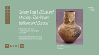 Event banner with title and image of vase with incised decoration, including a "face" on the neck.