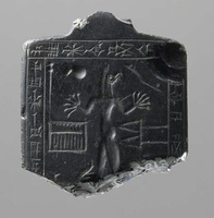 Amulet with the Demon Lamashtu, Obsidian, 900–600 BCE, Neo-Assyrian; Findspot unknown, Musée du Louvre, Département des Antiquités orientales, AO 8184