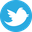 Twitter icon: a stylized white bird in flight on a bright, light blue circular background