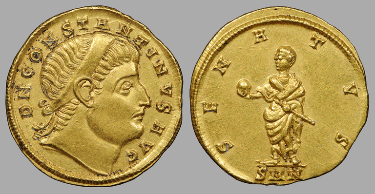 Composite photograph of the gold medallion, showing both obverse and reverse.