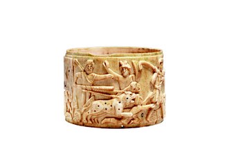 3. Base of a Pyxis with Scenes of the Triumph of Dionysus in India