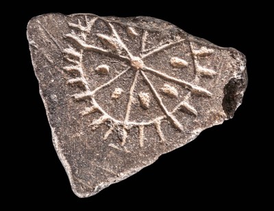 Pottery Fragment with Incised Solar Wheel