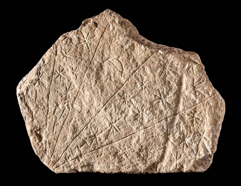 Stone Fragment with Incised Rays, Stars, and Crescent — Institute for ...