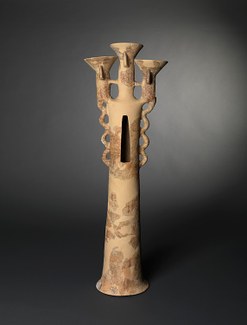 Fenestrated Stand with Three Bowls and Sculpted Motifs