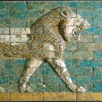 bricks with striding lion
