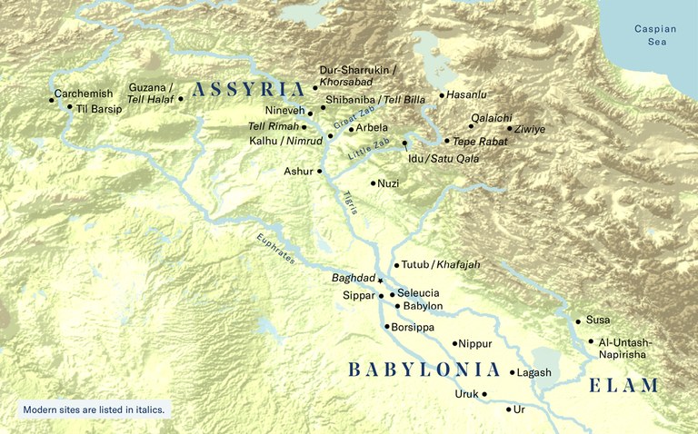 close-up map view of the area where ancient Babylon was located