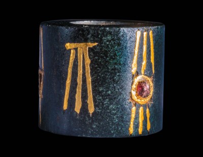 Cylindrical Bead with Inlaid Design