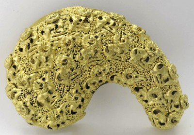 One of Eight Teardrop-Shaped Plaques with Granulation and Argali Decoration 