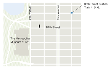 Map showing location of ISAW relative to Metropolitan Museum of Art and 86th Street Station