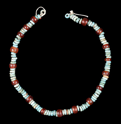 String of Carnelian and Faience Disc Beads