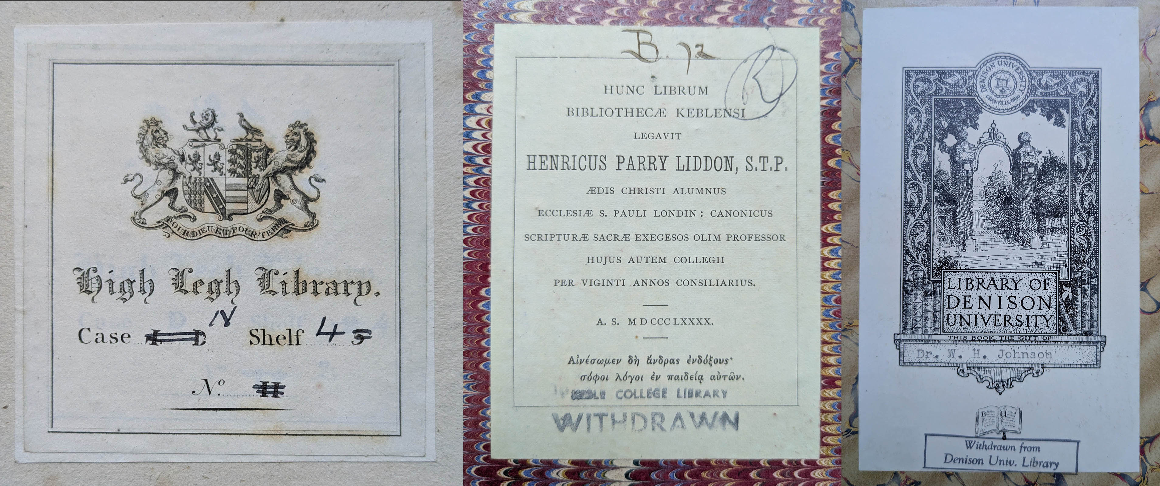 3 bookplates from the ISAW Library