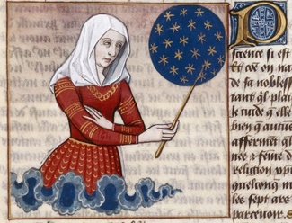 Proba, as depicted by Robinet Testard in a 15th-cent. manuscript of Boccaccio's De Mulieribus Claris