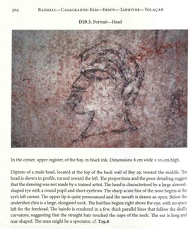 Illustration from the book "Graffiti from the Basilica in the Agora of Smyrna," showing a drawing of a face.