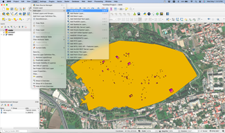 Screen shot demonstrating building P-LOD maps with QGIS