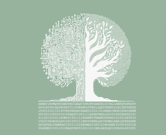 Tree-shaped graphic produced by DALLE-3 for "Teaching Latin with AI" workshop