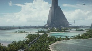 The Imperial Archive on Scarif in 'Rogue One: A Star Wars Story.'