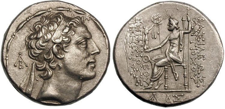 Antiochus IV Epiphanes (175-164 BCE). AR Tetradrachm, Akko-Ptolemais, ca. 168-164 BCE (Mørkholm 14)