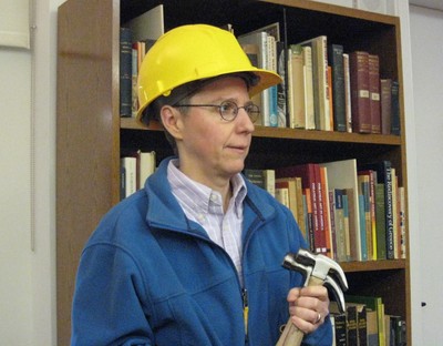 Dawn Gross at work building the ISAW Library catalog