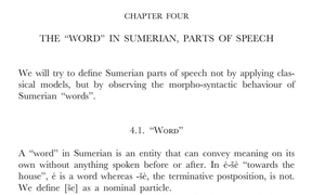 Definition of ‘word’ in the study of Sumerian from D. O. Edzard’s Sumerian Grammar.