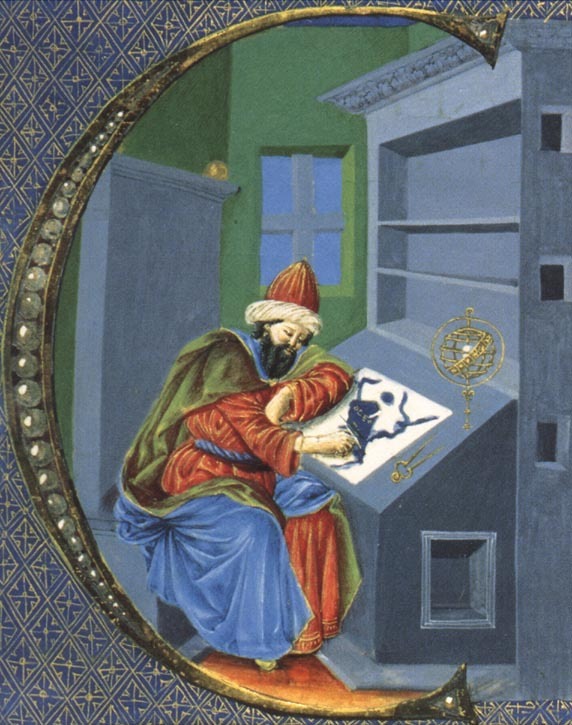 Image depicting ancient astronomer Claudius Ptolemy. 