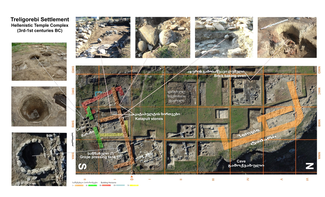 An aerial view with detail images of the Treligorebi Settlement