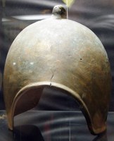 Cast bronze helmet from Egiin Gol, now in the National Museum of Mongolia.  2nd quarter of the 1st millenium BCE.