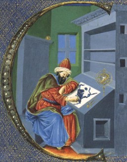Image depicts Greek astronomer Claudius Ptolemy in 1472. 