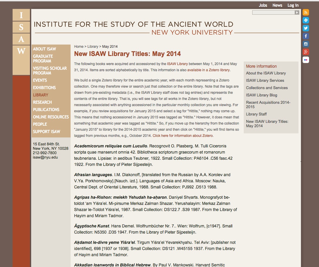 News: ISAW Library Adds New Online Features