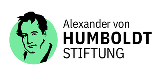 a logo with an animated man with dark hair in a green circle with the words "Alexander von Humboldt Stiftung" to the right of it