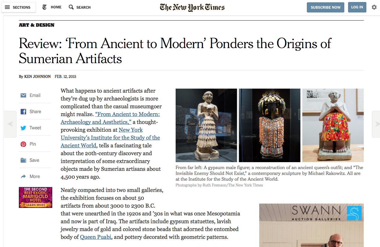 New York Times reviews new ISAW exhibition 