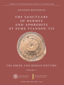 Decorative: book cover of The Sanctuary of Hermes and Aphrodite at Syme Viannou VII: The Greek and Roman Pottery. Volume 2 showing a piece of ancient painted ceramics