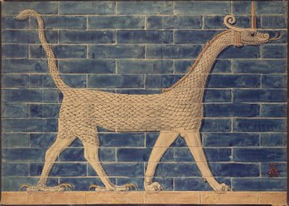 Reconstruction of bricks with a mušhuššu-dragon