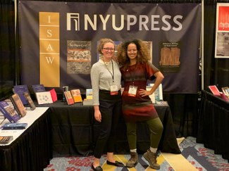 Sophia Carroll (left), an archaeology undergraduate at George Washington University, and Vanessa Stovall (right), an MA student in Classics at Columbia University, two of the students who helped exhibit ISAW publications at the Joint Annual Meeting of the Society for Classical Studies and Archaeological Institute of America in Washington, D.C. this past January.