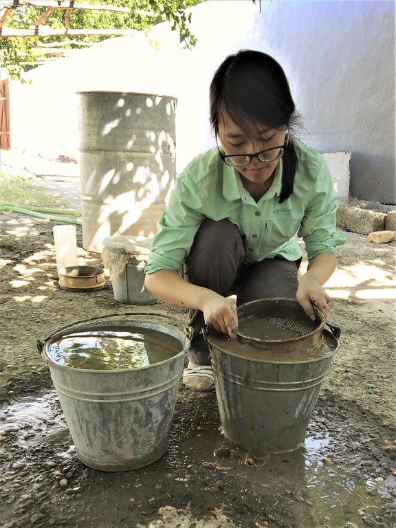 Photo of Shujing Wang in the field.