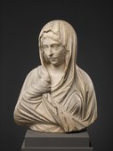 Bust of a veiled woman. Roman, 193–211 CE. Marble. Said to be from the Greek islands. H. 66 cm. Metropolitan Museum of Art: Fletcher Fund, 1930; 30.11.11. Photo: Metropolitan Museum of Art. Public domain.