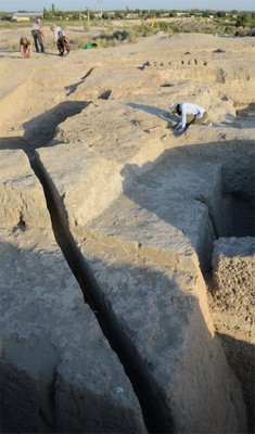 4th century CE tower during excavation