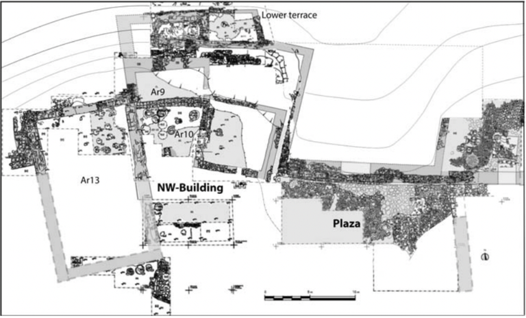 Photoplan showing Operations A, E, NW-Building and the Plaza.