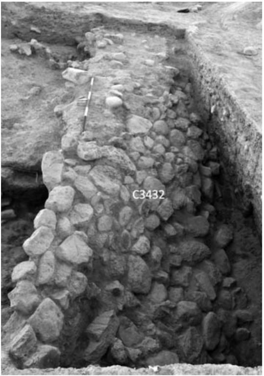 Stone glacis or retaining wall (C3432) from Hellenistic Period, Op. C.